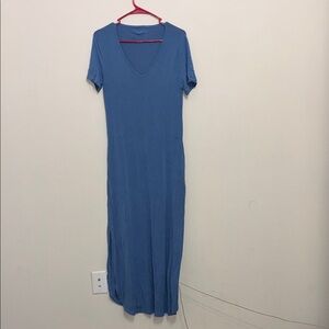 Blue Sleeveless Knit Maxi Dress